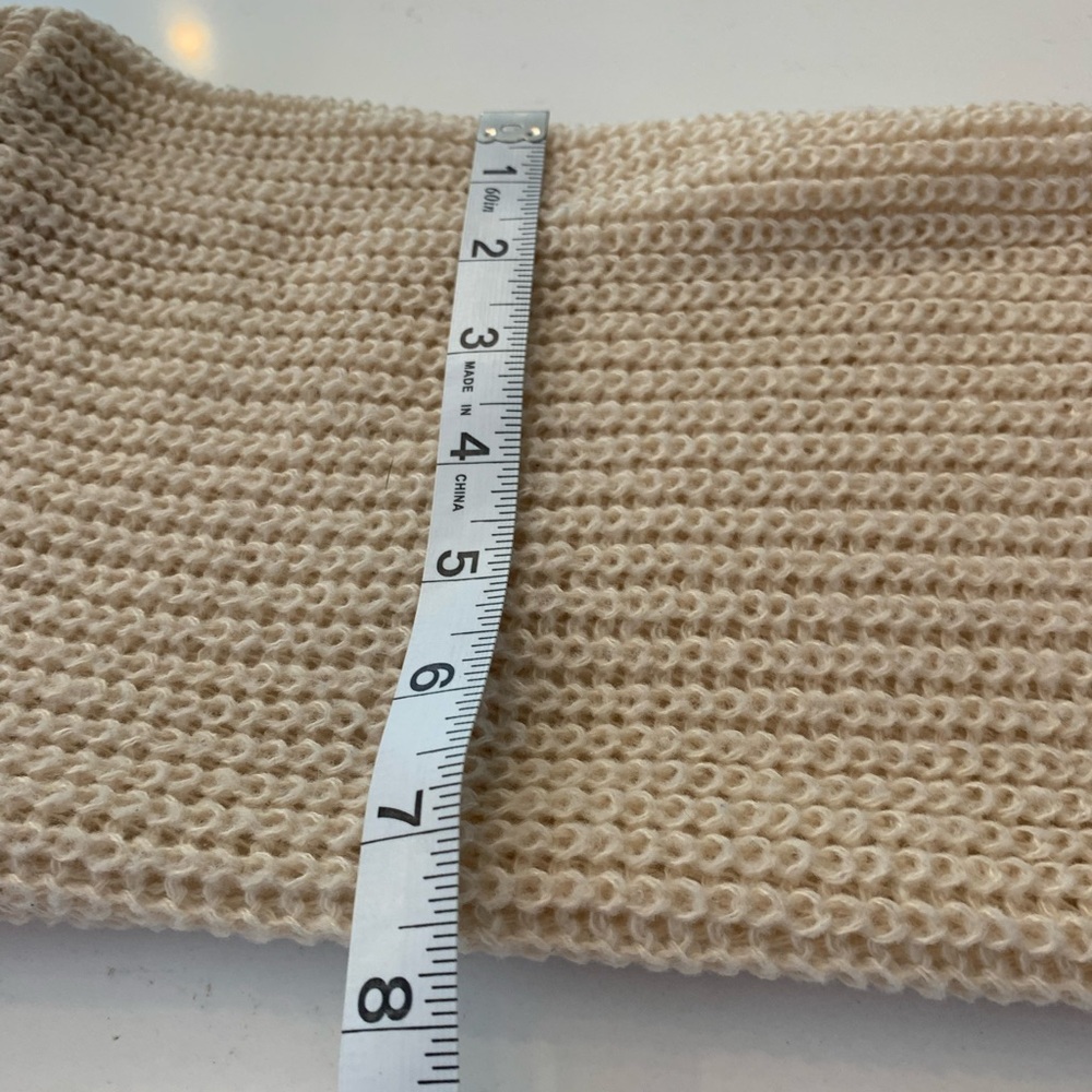 Shein Sweater Open Knit Tan Crop Top Size Large Balloon Sleeve Fashion Nova - Picture 6 of 12